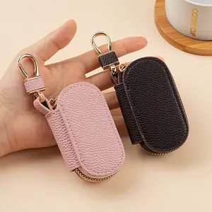 PU Leather Solid Color Simple Lychee Pattern Women's & Men's Key Bag Universal Car Large Capacity Lightweight Home Key Holder