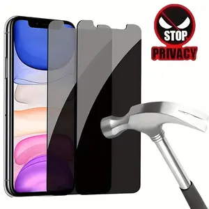 3PC Anti-peep Privacy Tempered Glass Screen Protector for IPhone 12/13/14/15/16 Plus/ Pro Max - Full Screen Anti-fall, High-strength Transparent Film To Block Peeking, Mobile Phone Privacy Screen Protector, Eye-catching Warning Design