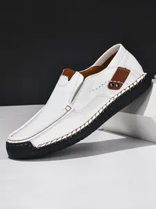 Men's Handmade Stitched Casual Loafers, Breathable Lightweight Slip-On Outdoor Walking Shoes, Anti-Slip Driving Shoes, Comfortable Fashion, Sizes 38-48