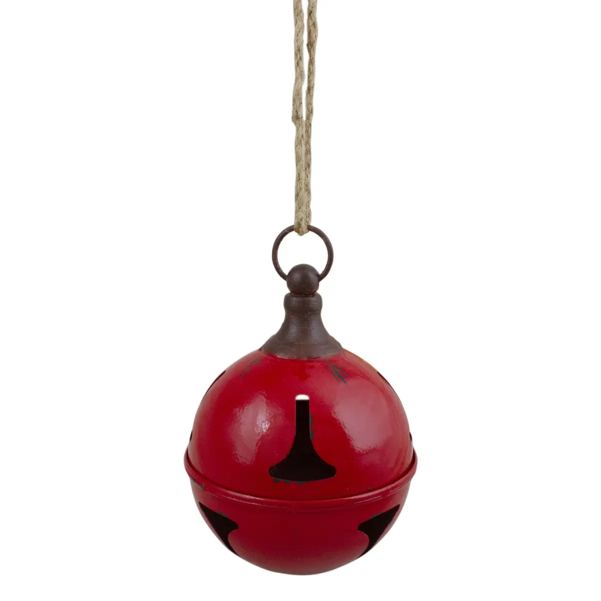 NorthLight 34316686 7 in. Metal Jingle Bell Hanging Christmas Decoration, Red