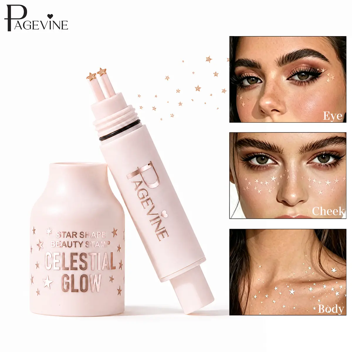 Star Freckle Stamp Pen, Waterproof Face Makeup Stamp for Star Shaped Freckles, Quick Dry Cosmetic Tool for Creative Eye, Cheek and Body Makeup Looks