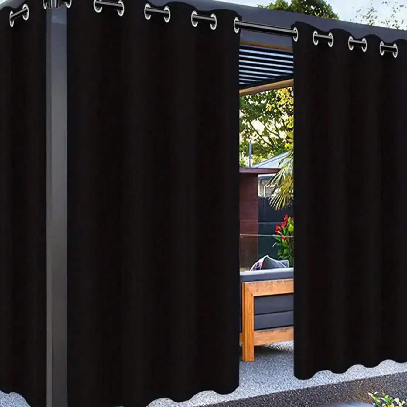 Windproof Outdoor Grommet Curtains Heavyweight, Weighted Curtains, Arched Porch, Patio, Yard, Garden, Gazebo, Porch Door Curtain Weighter, Summer Garden Essential