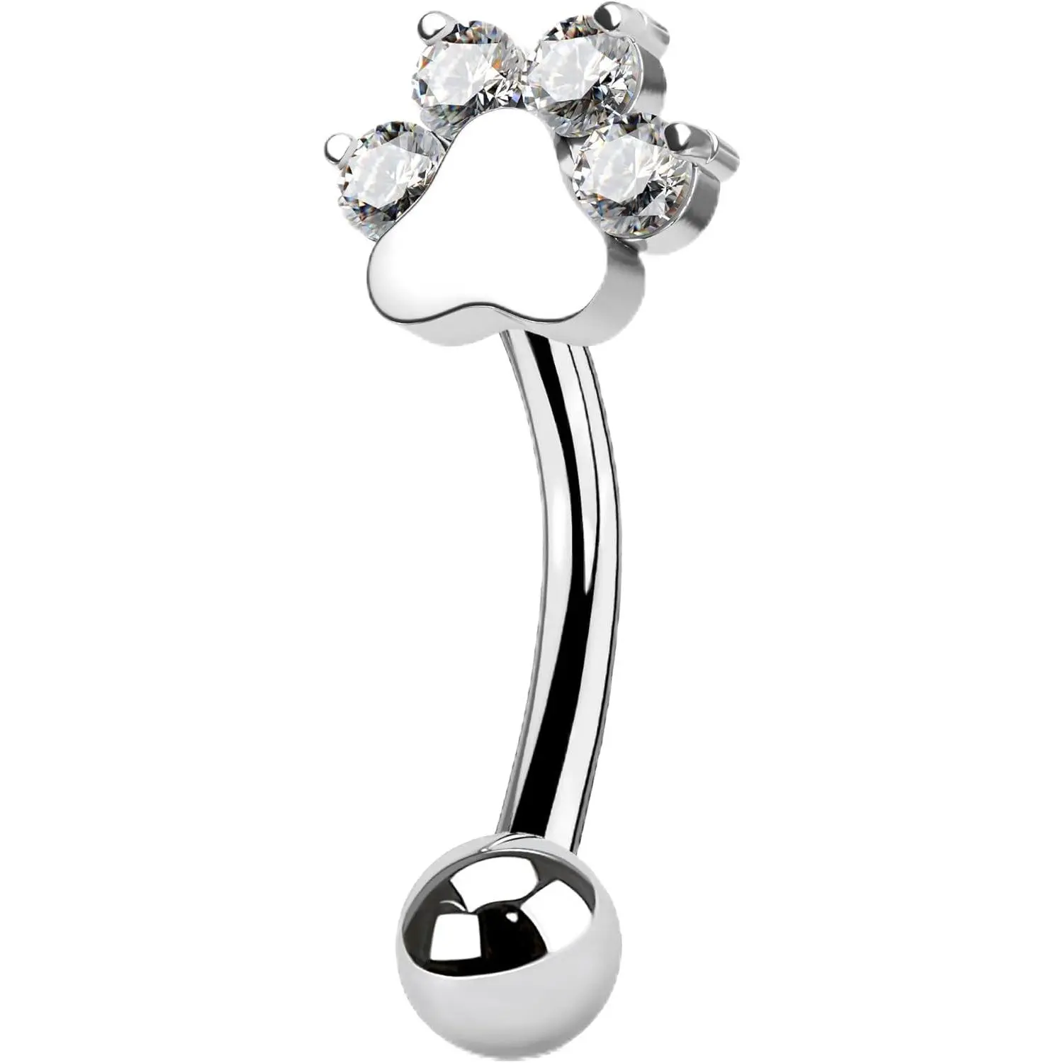 Unisex G23 Titanium Paw Print Rook Earrings - 6mm, 8mm 16g Implant Grade Piercing Jewelry, Dainty Internally Threaded Surgical Steel Eyebrow Barbells for Female, Male Body Jewelry Set, Titanium Implant Grade Piercing Jewelry, Animal