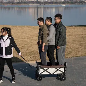 Oversized Camping Cart with Wheels Heavy Load Capacity Foldable Hand Trolley for Outdoor Picnic Camping