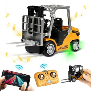 Mini Remote Control Forklift Toy - Rechargeable Battery Included, 2 in 1 Transformable Lift Fork & Hook with Lights & Sounds, Construction Vehicle Toys, Release pressure, Christmas Gifts, Birthday Gifts, RC Construction Truck, Rc Construction Vehicles