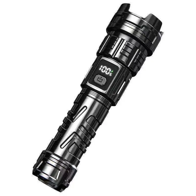 Heavy-Duty Aluminum Alloy Outdoor Flashlight with Power Indicator, Adjustable Focus Handheld Torch for Night Fishing, Garage Repair & Power Outage Camping LED Work Light garden patio living room cordless hood light indoor space super bright powerful