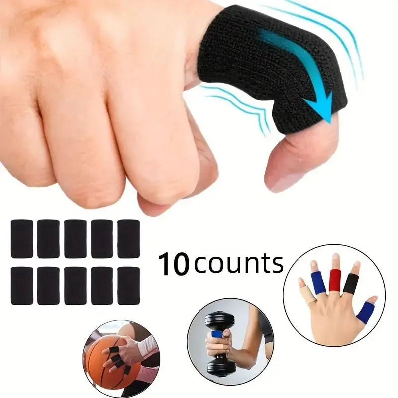 Finger Compression Band, 10pcs Durable PA Material Breathable Nylon Finger Sleeve, Finger Protector Support Finger Stability for Men & Women, Universal Fit, Intense Workouts Activities Sports & Outdoor Accessories