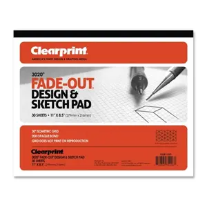 212 MAIN Isometric Grid Paper Pad, 20lb Weight, 30-Degree Grid, 8.5in x 11in Size, 30 Sheets, Scaling Aid