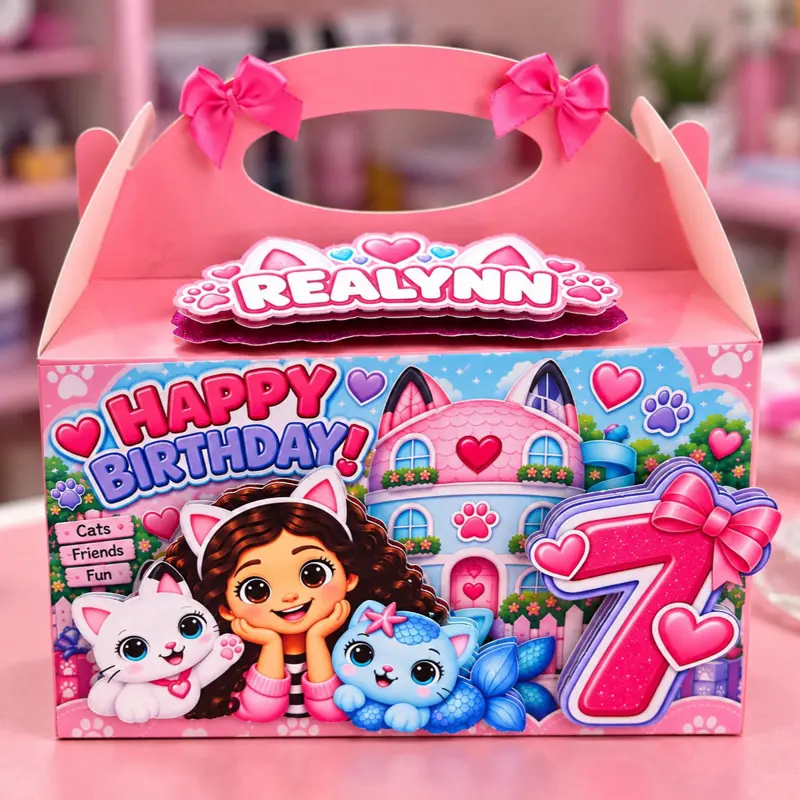 Personalized Birthday Favor Box – Custom Name & Age – Handmade Party Favor