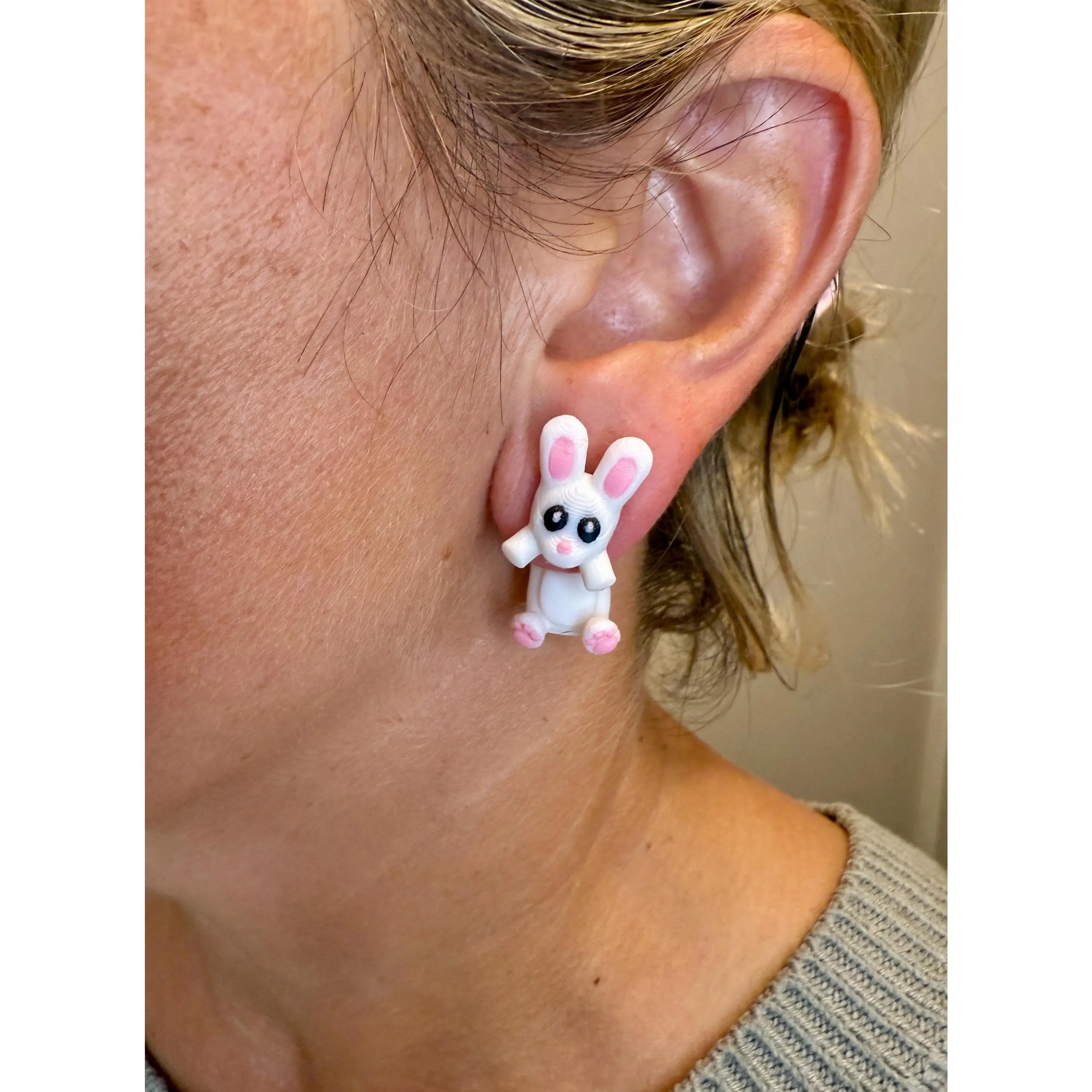 Bunny Dangle Earrings | Cute Rabbit Jewelry | Spring Animal Earrings | Bunny Lover Gift | Lightweight Hypoallergenic 3D Printed Earrings