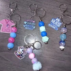 Premade or Custom Beaded Charm Keychains - Personalize with Unique Design & Easy One-of-a-Kind Keychain