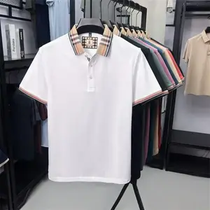 Men's Summer New Silk Cotton Breathable Fashion Top Casual Business Plaid Lapel Short Sleeve T-Shirt Lightweight Comfortable Daily Office Outfit Versatile Stylish Buttons DesignGift（gift）