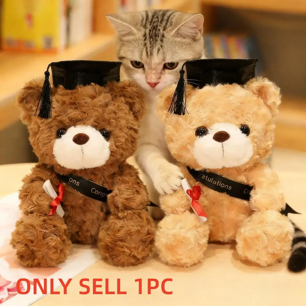 Graduation Keepsake Bear Figurine with Cap & Sash, Graduation Bear Gifts, Congratulatory Display for High School College Seniors, Dorm Apartment Decor Accent for Adult Achievers, US Proud Graduate Gift Idea Teddy Bear Stuffed Animals