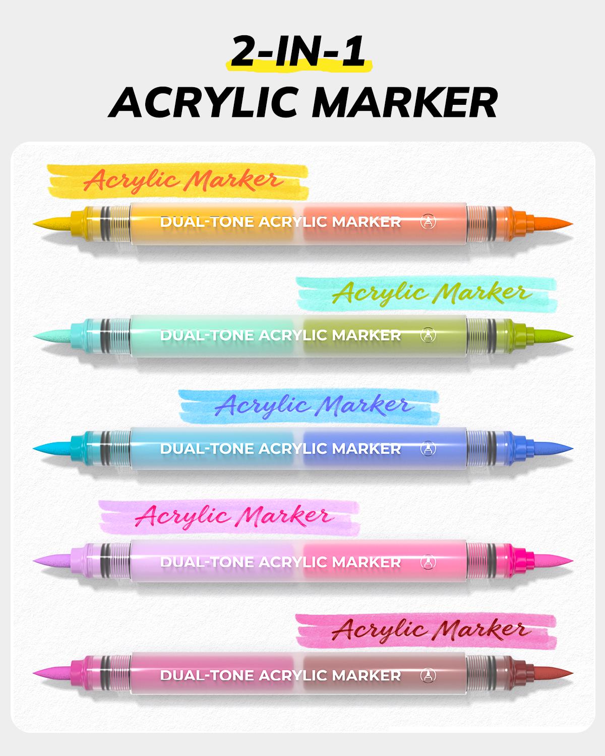 [JusArt] 96/72/48 Colors Dual-Tone Acrylic Markers – Double-Ended, Vibrant, Versatile, and Colors Can Overlap for Art, Coloring, & DIY Projects!