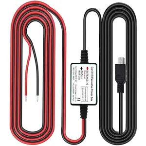 Dash Cam Hardwire Kit, Micro USB Port, DC 12V - 24V to 5V/2.5A Max Car Charger Cable kit with Fuse, Low Voltage Protection for Dash Cam Cameras