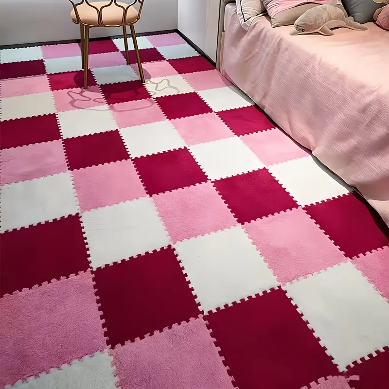 19pcs Interlocking Foam Floor Tiles, Available In Colors: Pure Gray, White, Black, Rose Red, Pink, Purple, Coffee - Soft, Washable, Non-slip EVA Floor Mats Suitable for Bedrooms, Living Rooms, Home Decor, Pet Areas, Etc