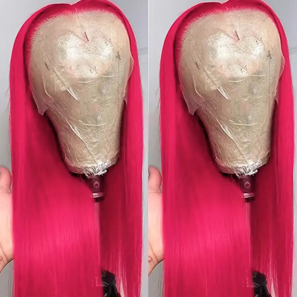 Staright Women' Glueless HD Lace Front Wig 13x4 Free Part Pre Plucked Pink Base High Density Heat Resistant Synthetic Hair Wig with Natural Looking Frontal for Daily Wear Cosplay & Party