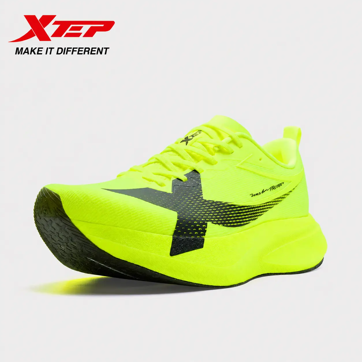 XTEP 2000km 5.0 Pro Men's Running Shoes,Fluorescent Lemon Yellow/Black 5.0 Pro,Propulsion King,Max Energy Return,Featherlight Racing Spec and The Pro Edge
