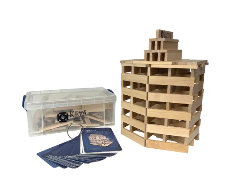 KEVA Planks Architecture Module Card Deck – Build Complex Structures Like Real Architects | Includes 1 Card Deck, Logo KEVA Plank & 5L Storage Bin with Lid