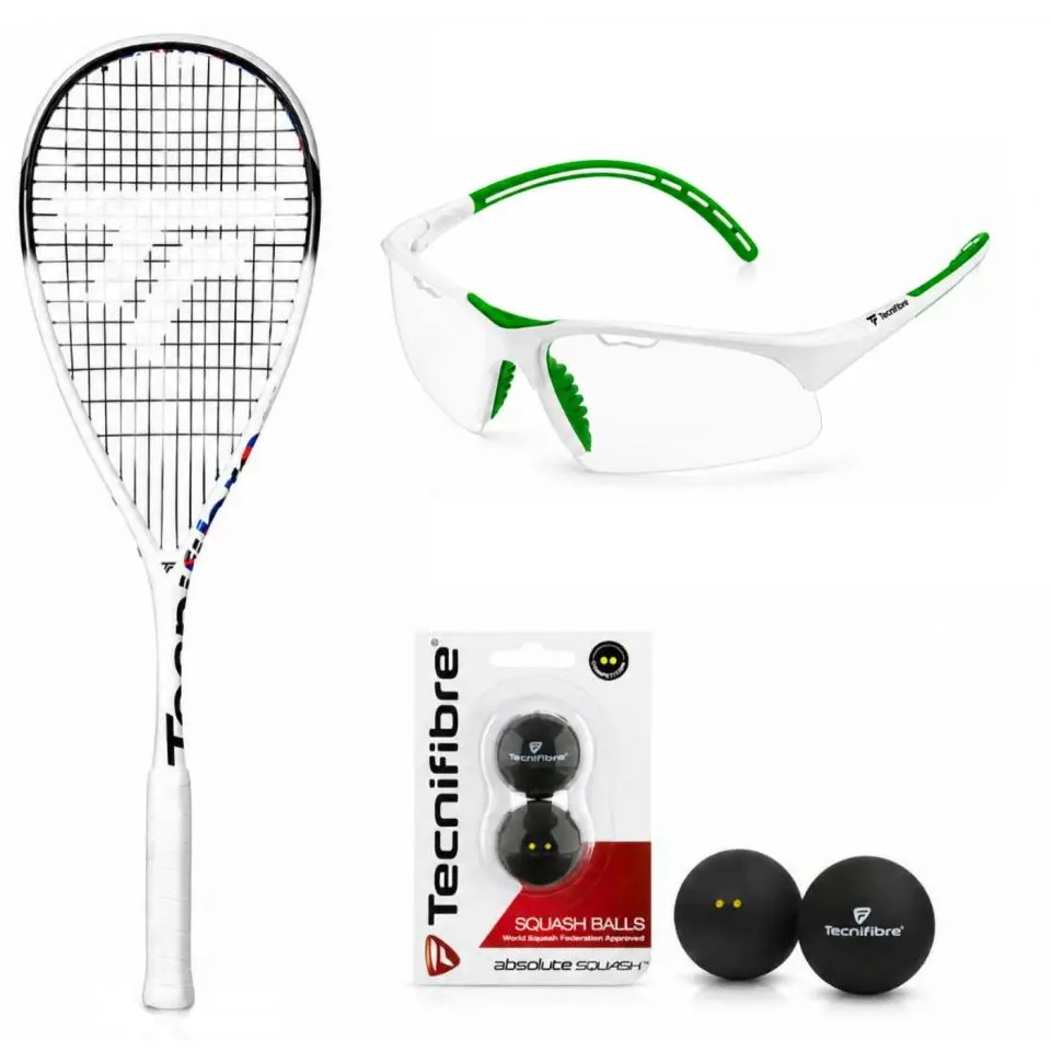 Tecnifibre Carboflex Team Squash Starter Kit (Racquet, Eyeguards, Balls)
