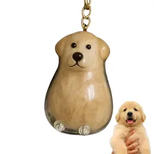 Dog Hair Collector Keychain Charm Memorial Storage Box, Dog Shape Pet Hair Memorial Bottle, DIY Pet Furs Collection Capsules, Pet Hair Ashes Keepsake (Golden Retriever)
