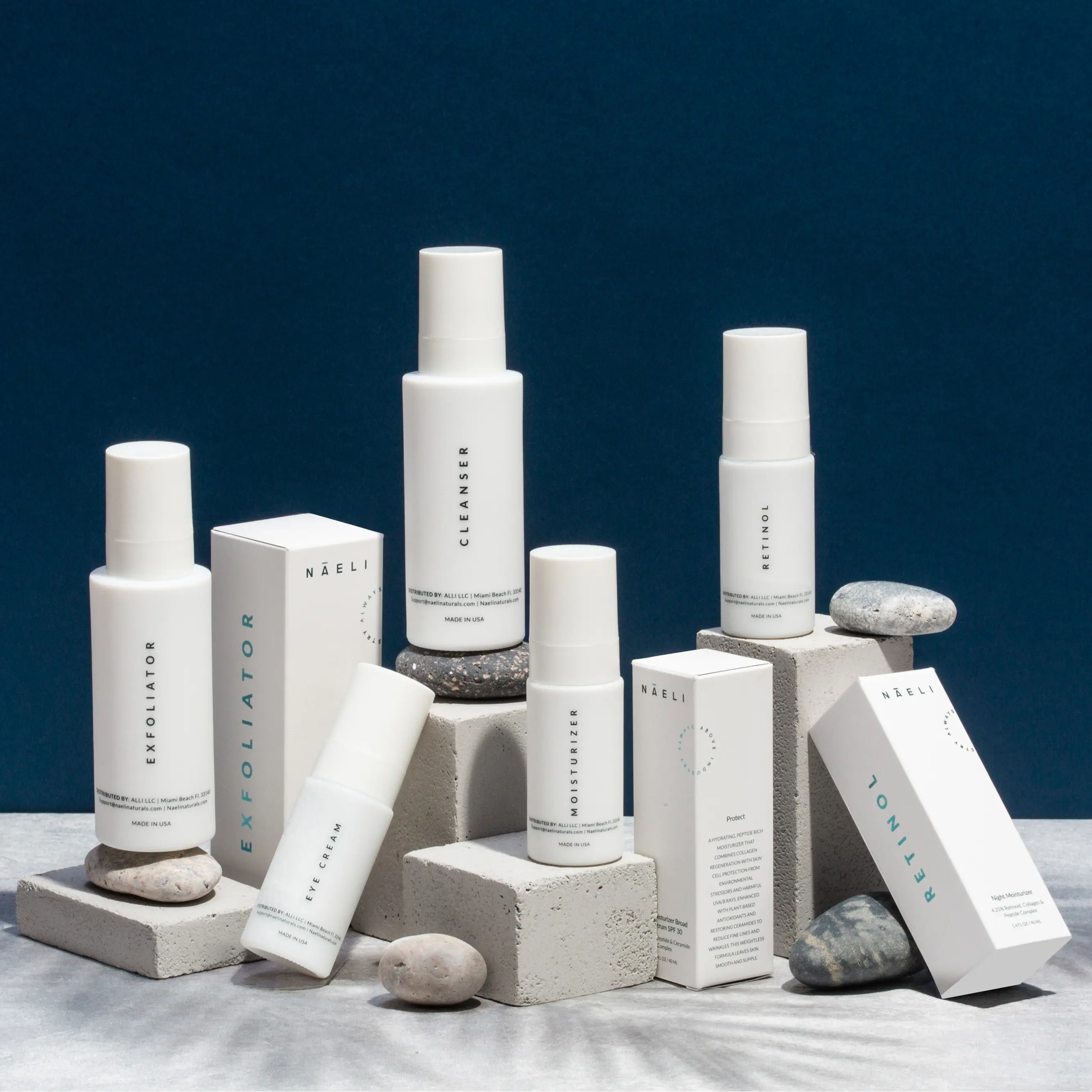 NAELI Anti-Aging Glow Up Set (6-Piece) — Cleanser, Exfoliators, SPF 30, Tinted SPF 50, Retinol Night