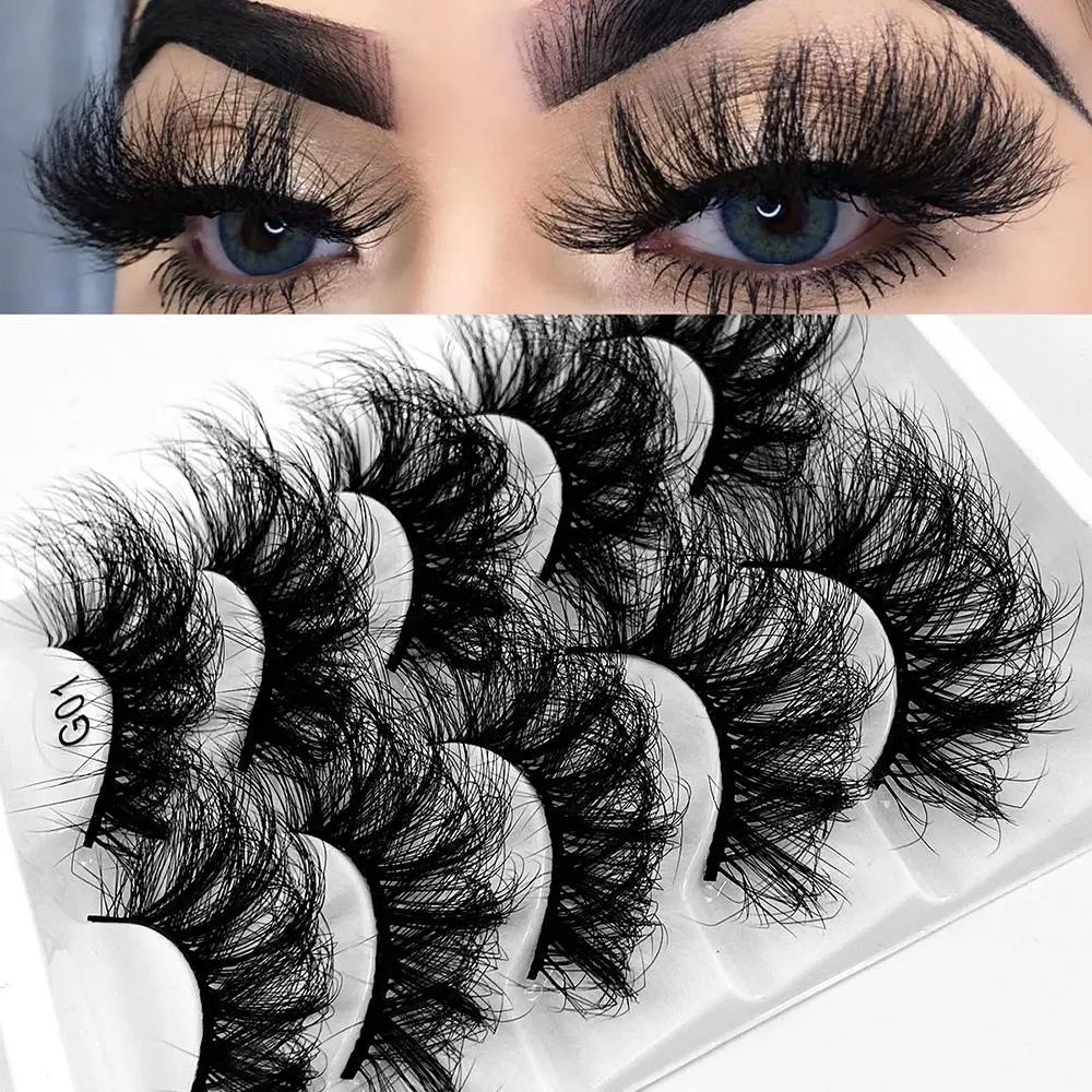 Fluffy False Eyelashes, 5 Pairs Wispy Cat Eye Faux Cluster Lashes, Natural Curling Eye Makeup Strip Lashes, Full Volume Eyelash for Lashes Extensions, Cosmetic Synthetic Lashes