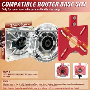 New 4 in 1 Router Milling Groove Bracket, Aluminum Alloy Router Circle Cutting Jig, Multifunctional RouterGuide for Cutting Circles, Adjustable RouterJig Tool for Woodworking (Rose Red)