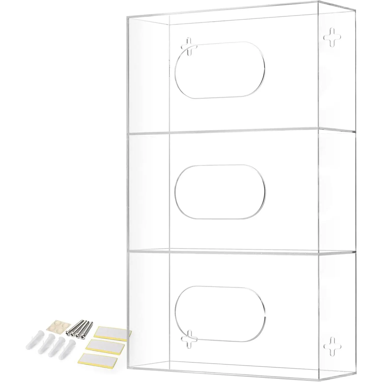 Triple Glove Box Holder Wall Mount Glove Dispenser - Disposable Glove Holder Wall Mount Glove Station for  Gloves, Multipurpose Kitchen Gloves Holder - 16.5 x 10 x 3.5 Inches