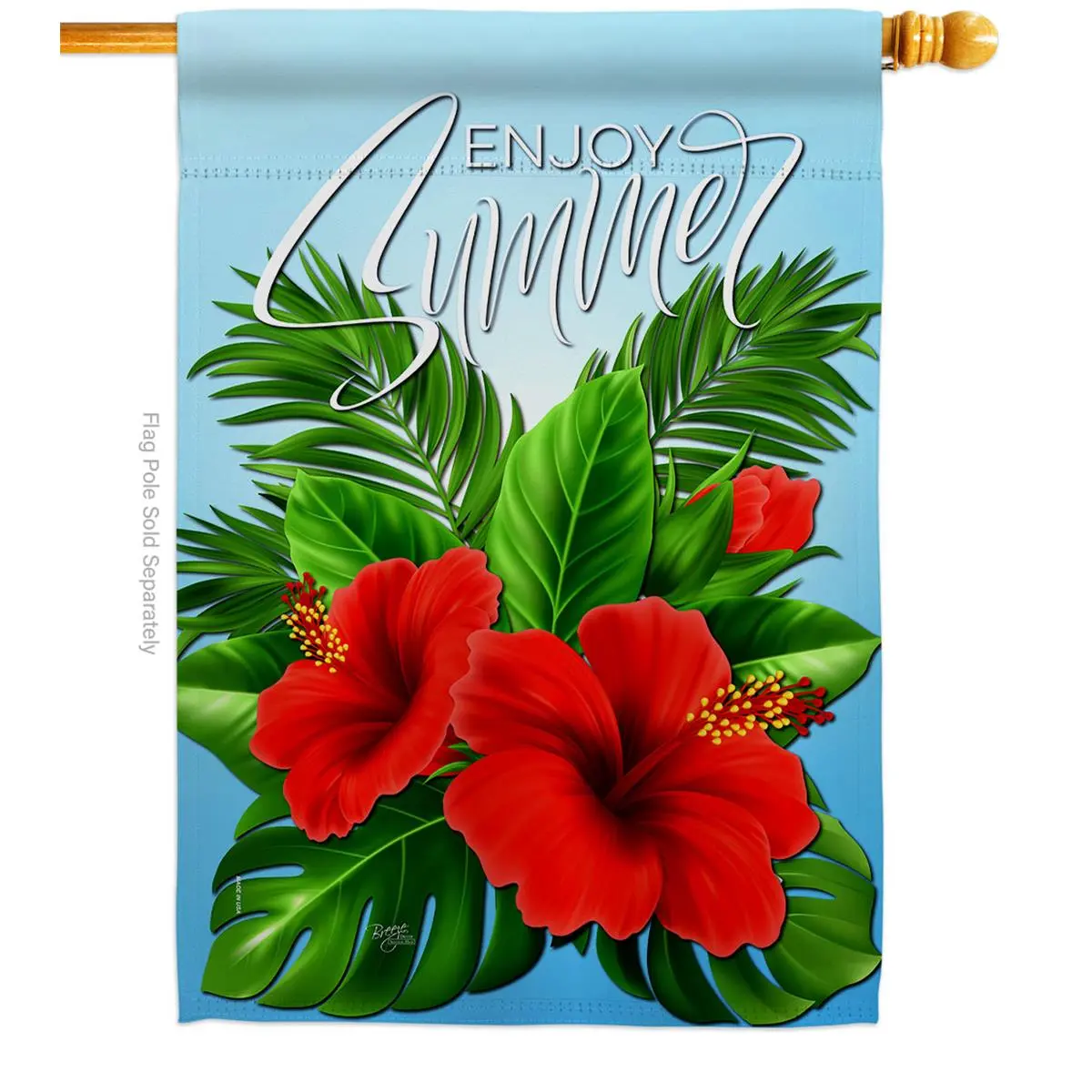 28" x 40" Vertical Decorative Double-Sided Hibiscus Tropical Beach Large House Flag, Soft Indoor-Outdoor Weatherproof Reusable Garden Yard Banner, Home Improvement Gift