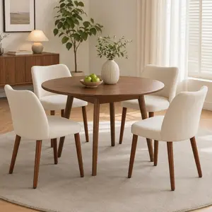 Mid Century Modern Dining Chairs Set of4,  Modern Fabric Upholstered Dining Room Chair with Ergonomic Curved Backrest for Kitchen Dining Room and Restaurant