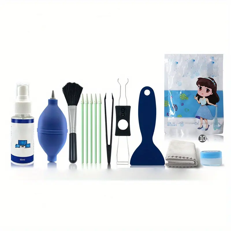 AJAZZ AKC80 Mechanical Keyboard Cleaning Maintenance Kit (9 pieces) - Keyboard Cleaning Kit with Switch Puller, Keycap Puller, Brush, Tweezers, Cleaning Liquid for Computer Accessories, Keyboard Cleaning Kit (9 Pieces)