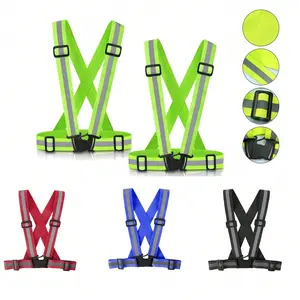 2pcs  Reflective Vest for Cycling Night Running, Elastic Waistband Reflective Belt, Suitable for All Seasons, Slim Fit Colorblock Design