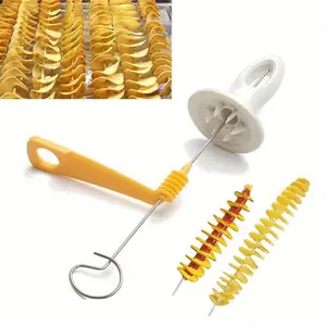1pc Rotary potato slicer Barbecue potato pie hand slicer Vegetable spiral slicer String potato cucumber carrot slicer