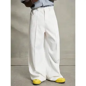 Wide Leg Dress Pants Elegant Baggy Trousers with Pockets
