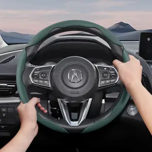 Steering wheel cover for Acura, perforated breathable leather, segmented design, ultra-thin, protects the steering wheel, fits ILX TLX RDX MDX ZDX TSX TL RLX NSX Integra ADX Car Automotive