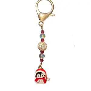 Christmas Penguin with Santa Hat Stitch Marker/keychain