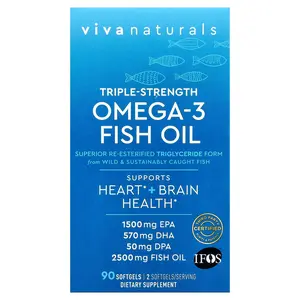 Viva Naturals Omega-3 Fish Oil, Triple Strength, 2,500 mg, 90 Softgels