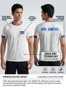 2026 Elite Cape Verde National Football Jersey, Advanced Quick-Dry Technology, Breathable Mesh, Ergonomic Sports Wear
