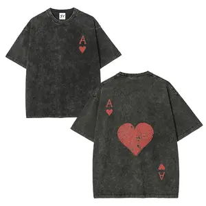 Men's Round Neck American Street Style Loose Letter Print T-Shirt