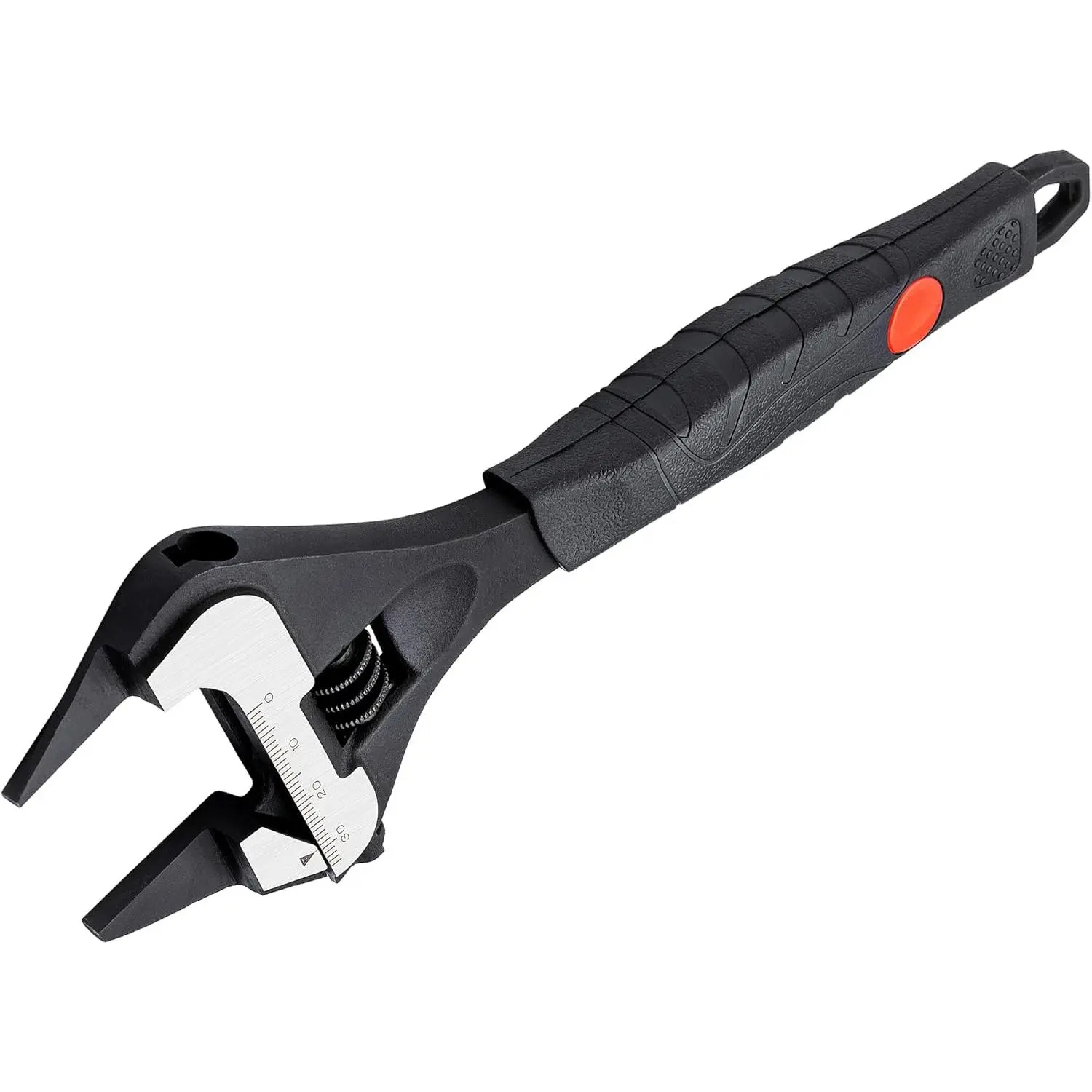 8-inch Slim Jaw Adjustable Wrench, Wide Jaw Opening Adjustable Wrench, Dual Scale with Metric and SAE Plumbing Wrenches, Soft Grip Handle