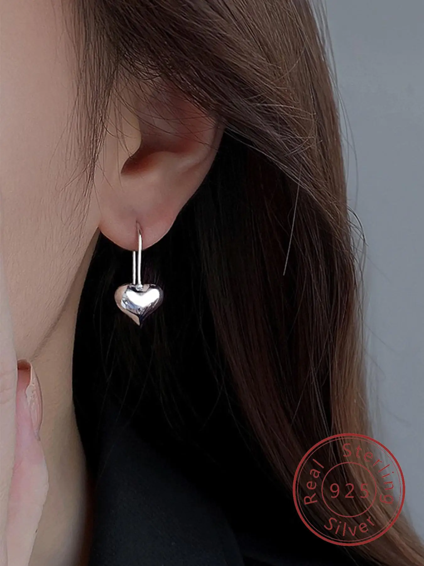 925 Sterling Silver Heart Shaped Hoop Earrings, 2024 New Style Fashionable Earrings for Women, Trendy All-match & Exquisite Jewelry for Birthday Gift,