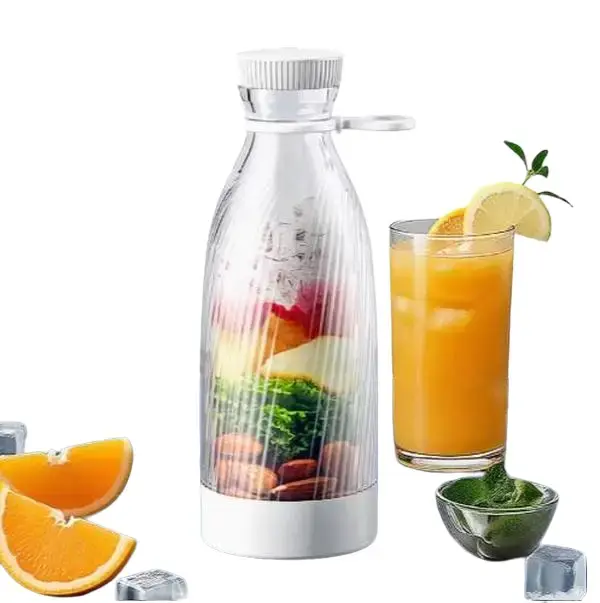 B2z Solutions Portable USB Juicer Blender 16.91 oz 500 ml USB Rechargeable 6-Blade Stainless Steel LED Display Food-Grade BPA-Free