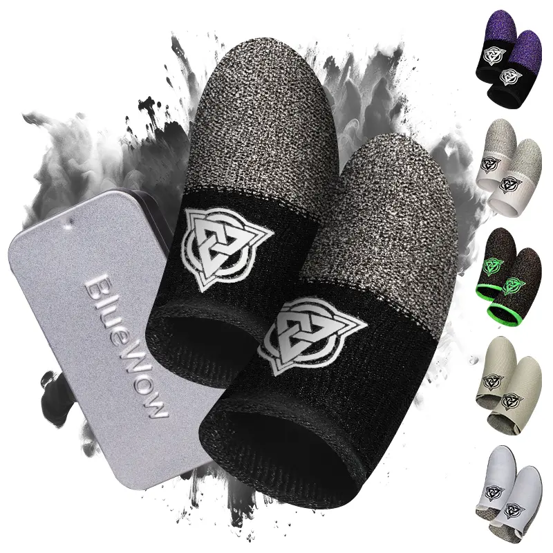 BlueWow SilverFiber Knitted Seamless Thumb Finger Sleeves - Gaming Thumbsticks Accessories, Game Console Accessories for Smartphones, Anti-Sweat, Breathable, SuperConductive, Accurate, Comfortable, Trial Touch All Styles Compatible