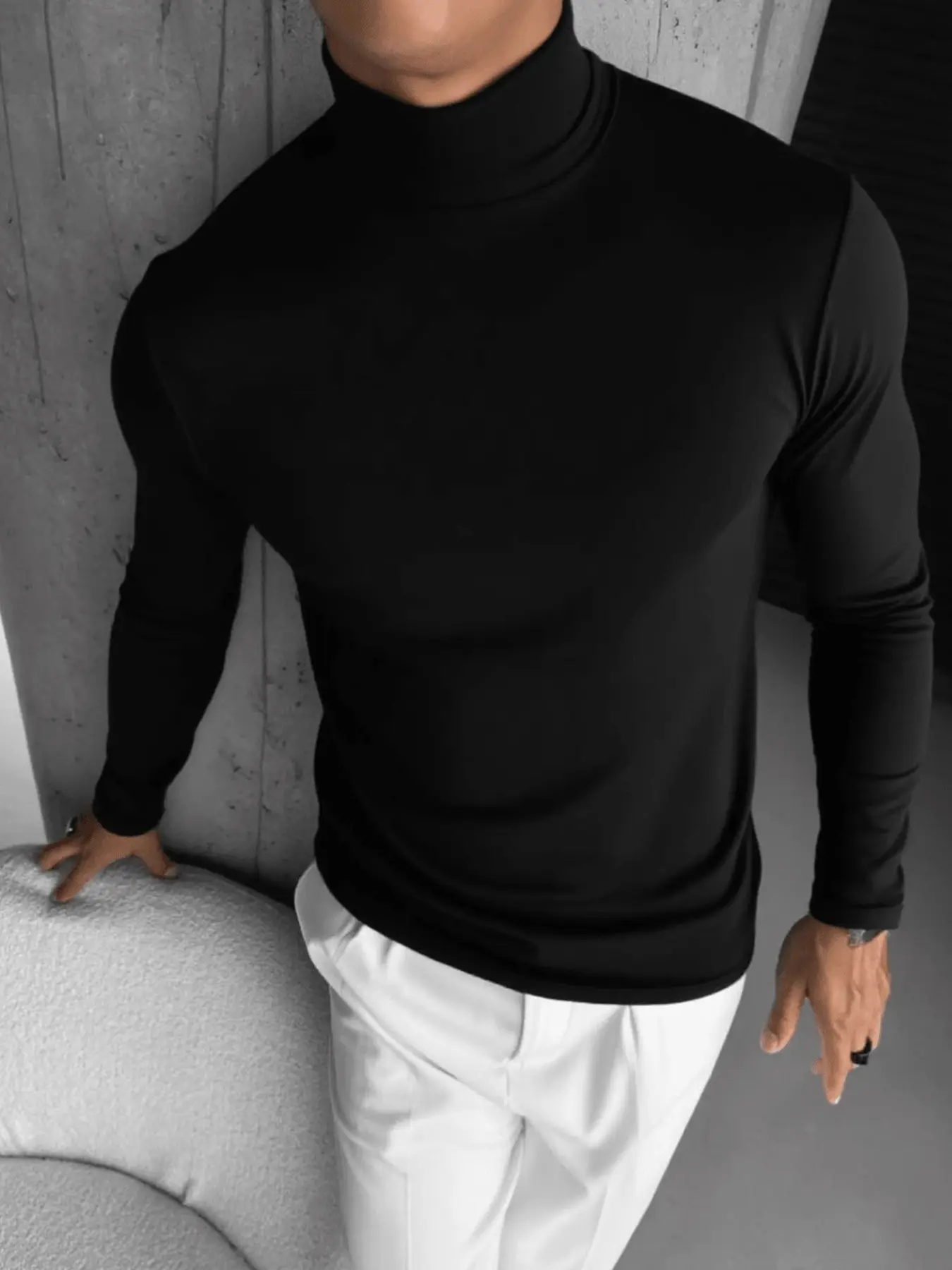 Men's High Neck Turtleneck Long Sleeve Shirt, Simple, Plain and Stylish Design, Fitted Slim Fit, Perfect for Business Casual and Daily Wear, Suitable for Work and Dates, Casual Fashion Wear