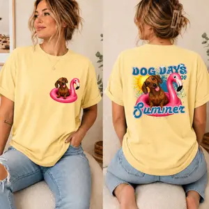 Women's Short-Sleeve Casual Round Neck Dog Days of Summer T-Shirt, Women's Casual Top