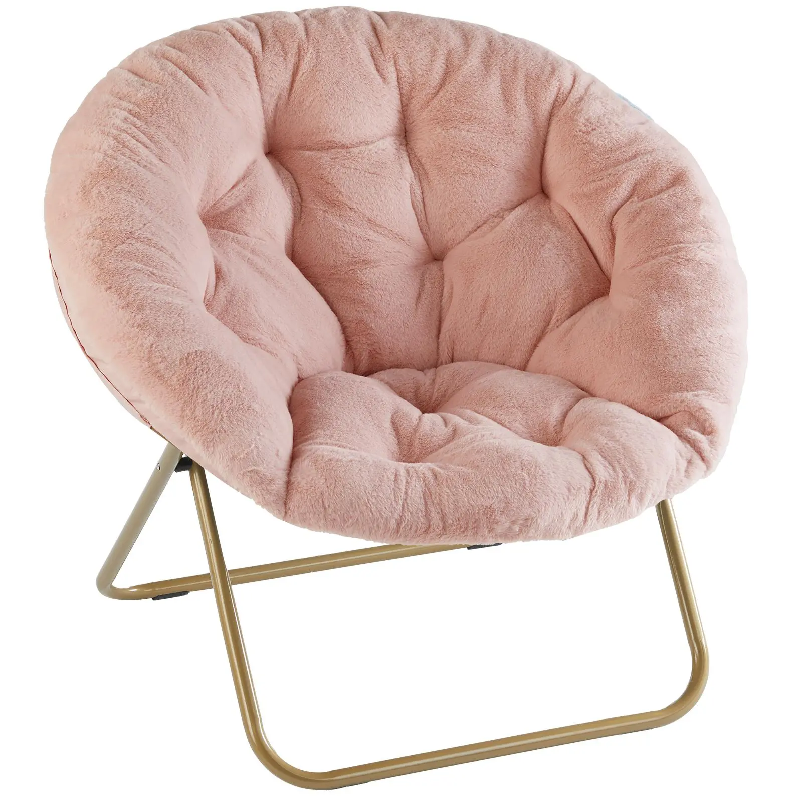 Sweetcrispy Cozy Saucer Chairs Faux Fur Living Room Reading Lounge Furniture Folding Comfy with Soft Thick Padded Seat, Comfy Accent Chair, Foldable Lounge Chairs