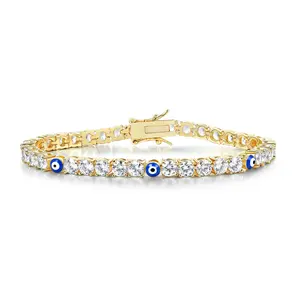 MDFUN 4 Prong Tennis Bracelet 4mm Round Cubic Zirconia Bracelets for Women Size 6-8.5 Inch