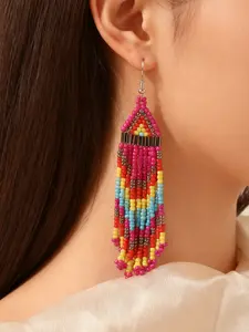 Bohemian Vacation Style Beaded Fringe Earrings, Handmade Jewelry for Women, Perfect for Daily Wear and Parties, Boho Style Jewelry