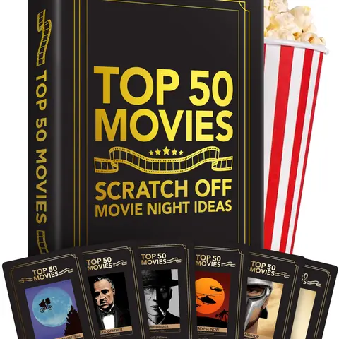 Top 50 Movies Scratch Off Movie Night Cards by Palettes and Prints - Ultimate Gift for Movie Lovers